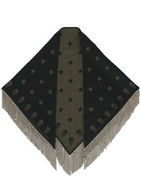 Женский черный плетеный шарф от Alexander McQueen