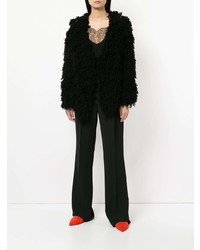 Женский черный пушистый открытый кардиган от Ryan Roche