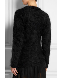 Женский черный пушистый свитер с круглым вырезом от Rochas