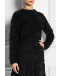 Женский черный пушистый свитер с круглым вырезом от Rochas
