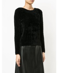 Женский черный пушистый свитер с круглым вырезом от GUILD PRIME