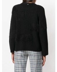 Женский черный пушистый свитер с круглым вырезом от Lorena Antoniazzi