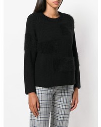 Женский черный пушистый свитер с круглым вырезом от Lorena Antoniazzi