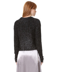 Женский черный пушистый свитер с круглым вырезом от Tibi