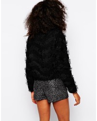 Женский черный пушистый свитер с круглым вырезом от Vero Moda