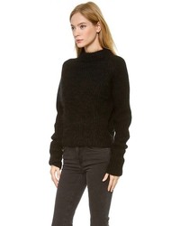 Женский черный пушистый свитер с круглым вырезом от Acne Studios