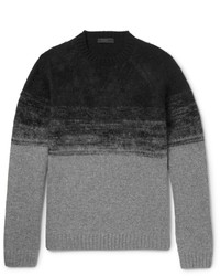 Мужской черный пушистый свитер с круглым вырезом от Prada