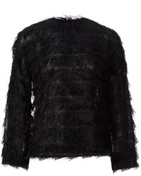 Женский черный пушистый свитер с круглым вырезом от Toga
