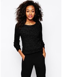 Женский черный пушистый свитер с круглым вырезом от Vero Moda