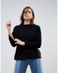 Женский черный пушистый свитер с круглым вырезом от YMC