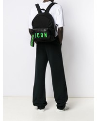 Мужской черный рюкзак из плотной ткани с вышивкой от DSQUARED2