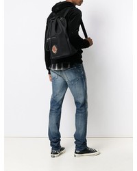 Мужской черный рюкзак из плотной ткани с вышивкой от Saint Laurent