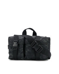 Черный рюкзак из плотной ткани с камуфляжным принтом