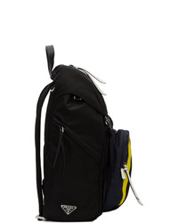 Мужской черный рюкзак из плотной ткани с камуфляжным принтом от Prada