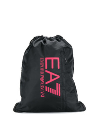 Мужской черный рюкзак из плотной ткани с принтом от Ea7 Emporio Armani