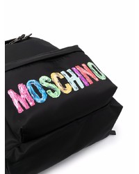 Мужской черный рюкзак из плотной ткани с принтом от Moschino