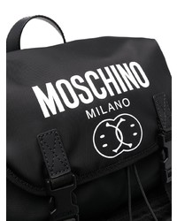 Мужской черный рюкзак из плотной ткани с принтом от Moschino