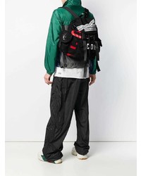 Мужской черный рюкзак из плотной ткани с принтом от DSQUARED2