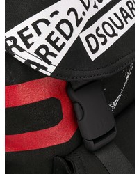 Мужской черный рюкзак из плотной ткани с принтом от DSQUARED2
