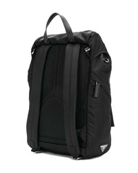 Мужской черный рюкзак из плотной ткани с принтом от Prada