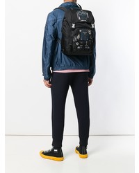 Мужской черный рюкзак из плотной ткани с принтом от Prada
