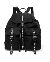 Женский черный рюкзак из плотной ткани с шипами от Prada