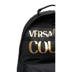 Мужской черный рюкзак из плотной ткани от VERSACE JEANS COUTURE
