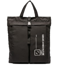 Мужской черный рюкзак из плотной ткани от VERSACE JEANS COUTURE
