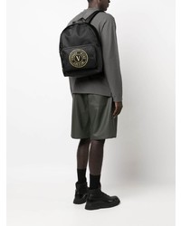 Мужской черный рюкзак с вышивкой от VERSACE JEANS COUTURE