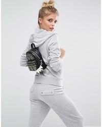 Женский черный рюкзак с вышивкой от Juicy Couture