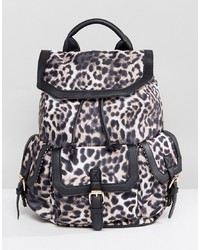 Черный рюкзак с леопардовым принтом