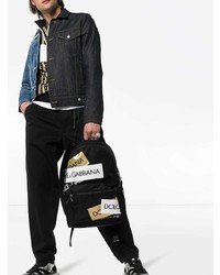 Мужской черный рюкзак с принтом от Dolce & Gabbana