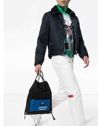 Мужской черный рюкзак с принтом от Prada