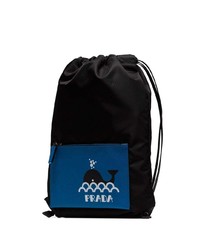 Мужской черный рюкзак с принтом от Prada