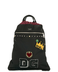Мужской черный рюкзак с принтом от Dolce & Gabbana