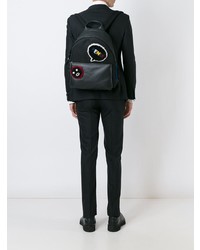 Мужской черный рюкзак с принтом от Fendi