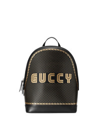 Мужской черный рюкзак с принтом от Gucci