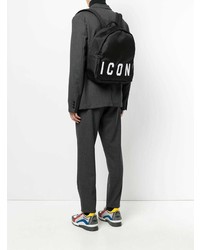 Мужской черный рюкзак с принтом от DSQUARED2