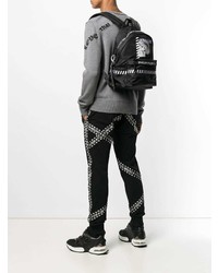 Мужской черный рюкзак с принтом от Philipp Plein