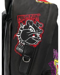 Мужской черный рюкзак с принтом от Philipp Plein