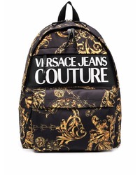 Мужской черный рюкзак с принтом от VERSACE JEANS COUTURE