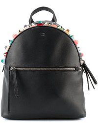 Женский черный рюкзак с украшением от Fendi