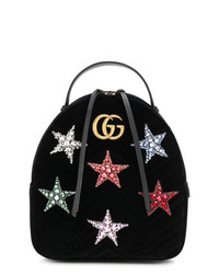Женский черный рюкзак с украшением от Gucci