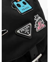 Женский черный рюкзак с украшением от Prada