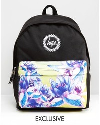 Женский черный рюкзак с цветочным принтом от Hype