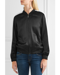 Женский черный сатиновый бомбер с вышивкой от Karl Lagerfeld