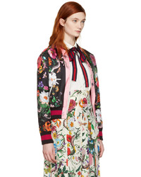 Женский черный сатиновый бомбер от Gucci