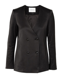 Женский черный сатиновый двубортный пиджак от Frame