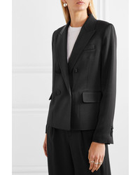 Женский черный сатиновый двубортный пиджак от Vince