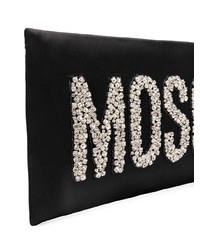 Черный сатиновый клатч с украшением от Moschino